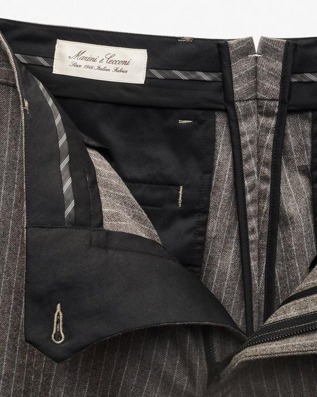 Evan Italian Flannel Trousers - Mink Stripe
