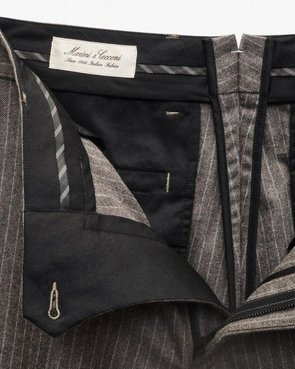 Evan Italian Flannel Trousers - Mink Stripe
