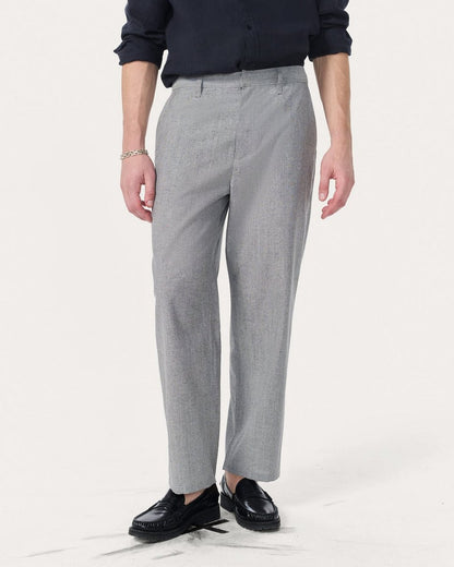 Baggy Wool-Blend Trousers - Grey