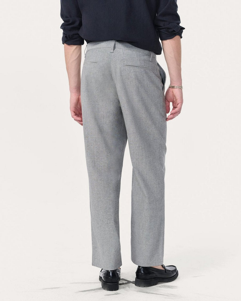 Baggy Wool-Blend Trousers - Grey