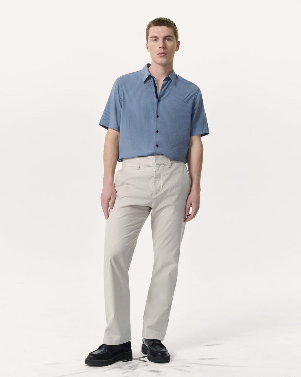 Haydon Straight Fit Striped Pants - Grey Stripe