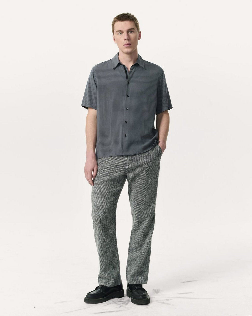Haydon Straight Fit Italian Tweed Pants - Navy Multi