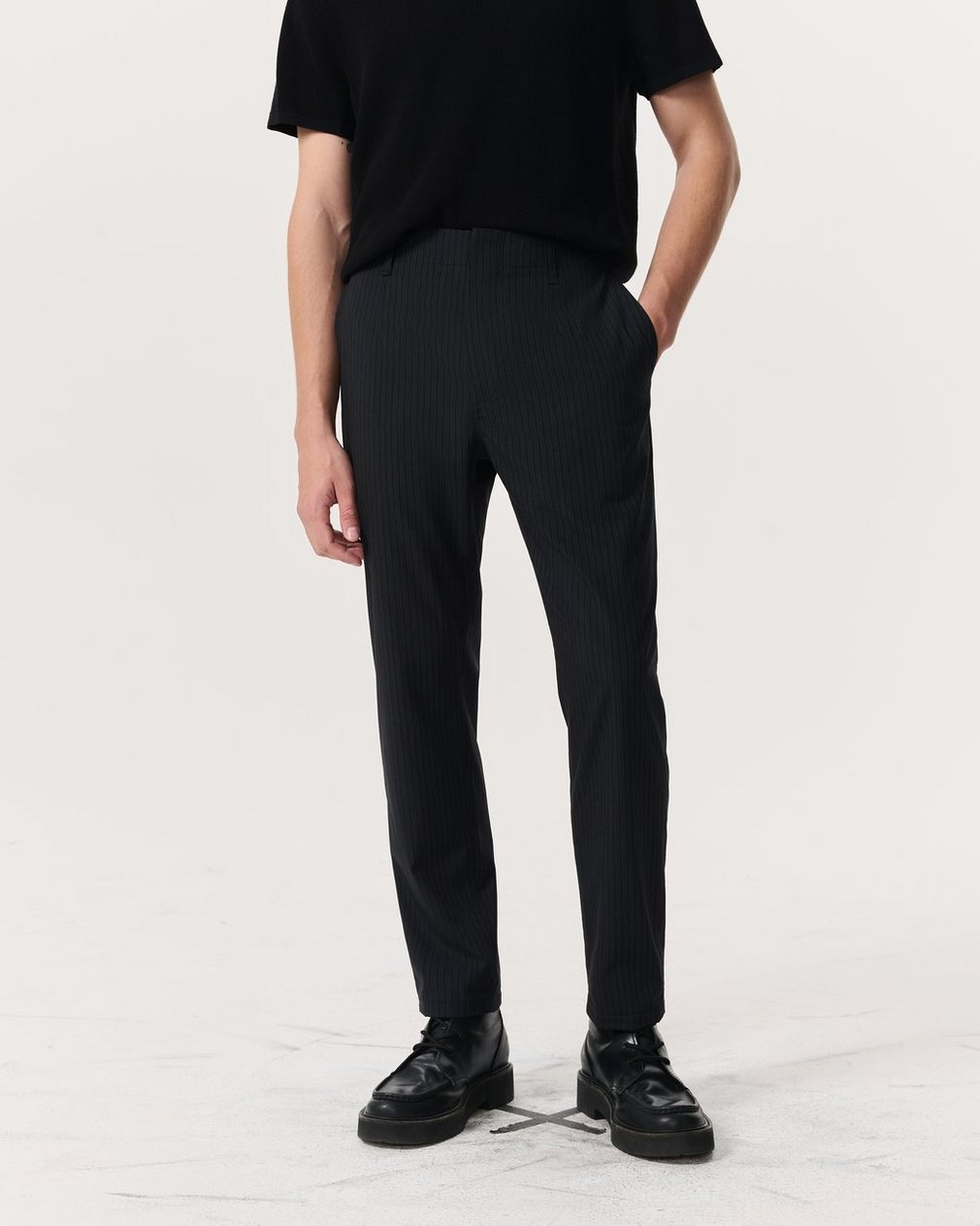 Lennox Pinstripe Italian Wool-Blend Trousers - Black