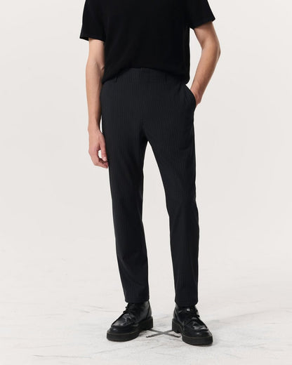 Lennox Pinstripe Italian Wool-Blend Trousers - Black