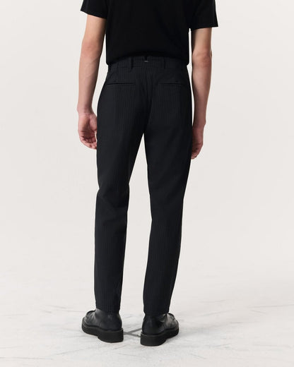 Lennox Pinstripe Italian Wool-Blend Trousers - Black