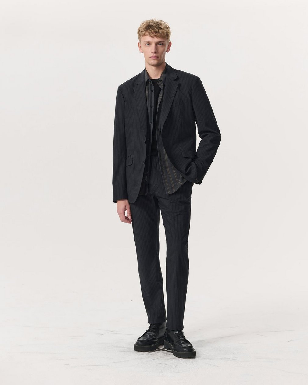 Lennox Pinstripe Italian Wool-Blend Trousers - Black