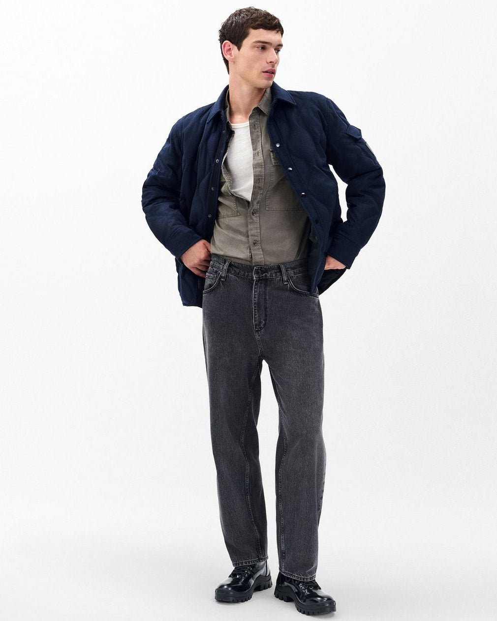 Dane Wool-Cashmere Quilted Shirt Jacket - Navy