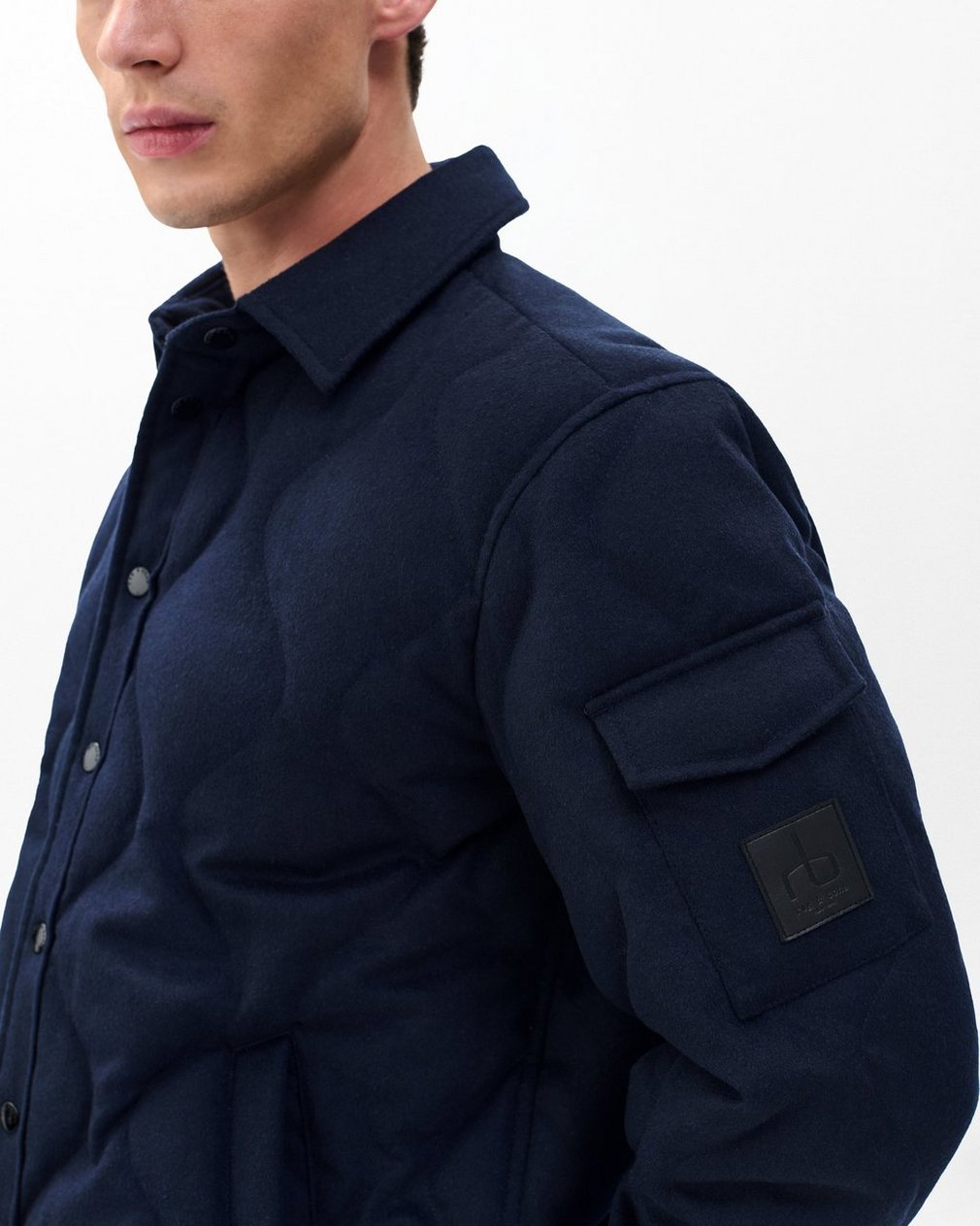 Dane Wool-Cashmere Quilted Shirt Jacket - Navy