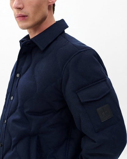Dane Wool-Cashmere Quilted Shirt Jacket - Navy
