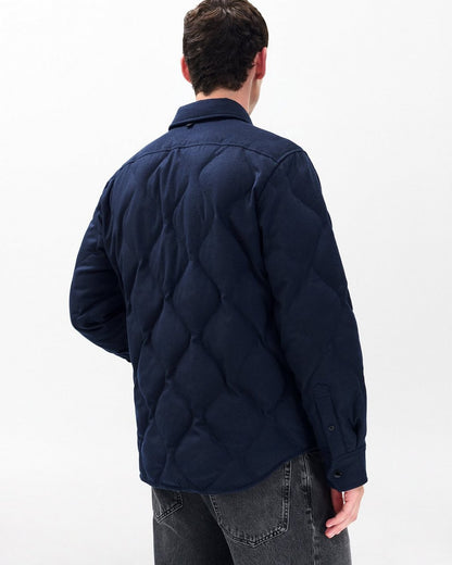Dane Wool-Cashmere Quilted Shirt Jacket - Navy