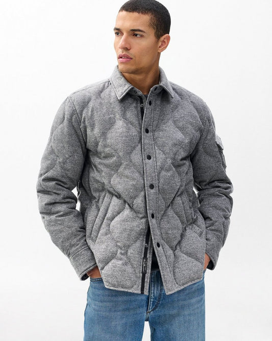 Dane Wool-Cashmere Quilted Shirt Jacket - Heather Grey