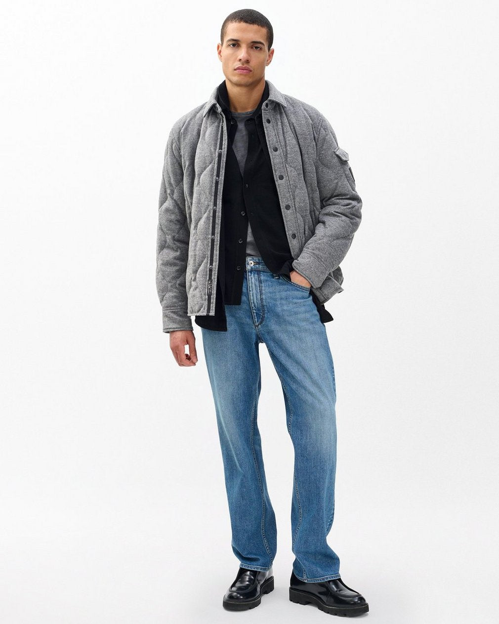 Dane Wool-Cashmere Quilted Shirt Jacket - Heather Grey