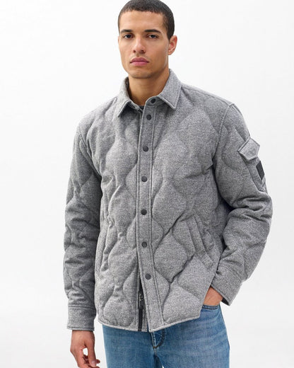 Dane Wool-Cashmere Quilted Shirt Jacket - Heather Grey