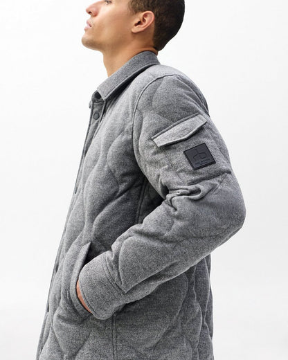 Dane Wool-Cashmere Quilted Shirt Jacket - Heather Grey