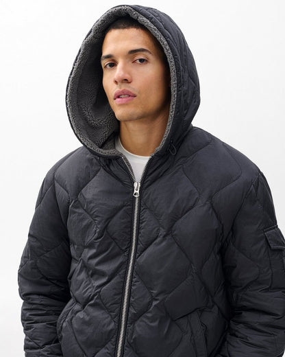 Dane Quilted Hooded Jacket - Black
