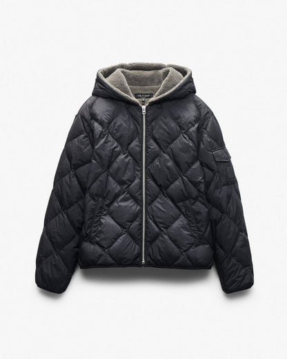 Dane Quilted Hooded Jacket - Black
