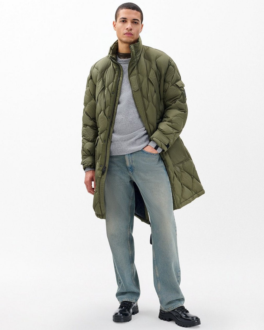 Dane Quilted Down Parka - Dark Olive