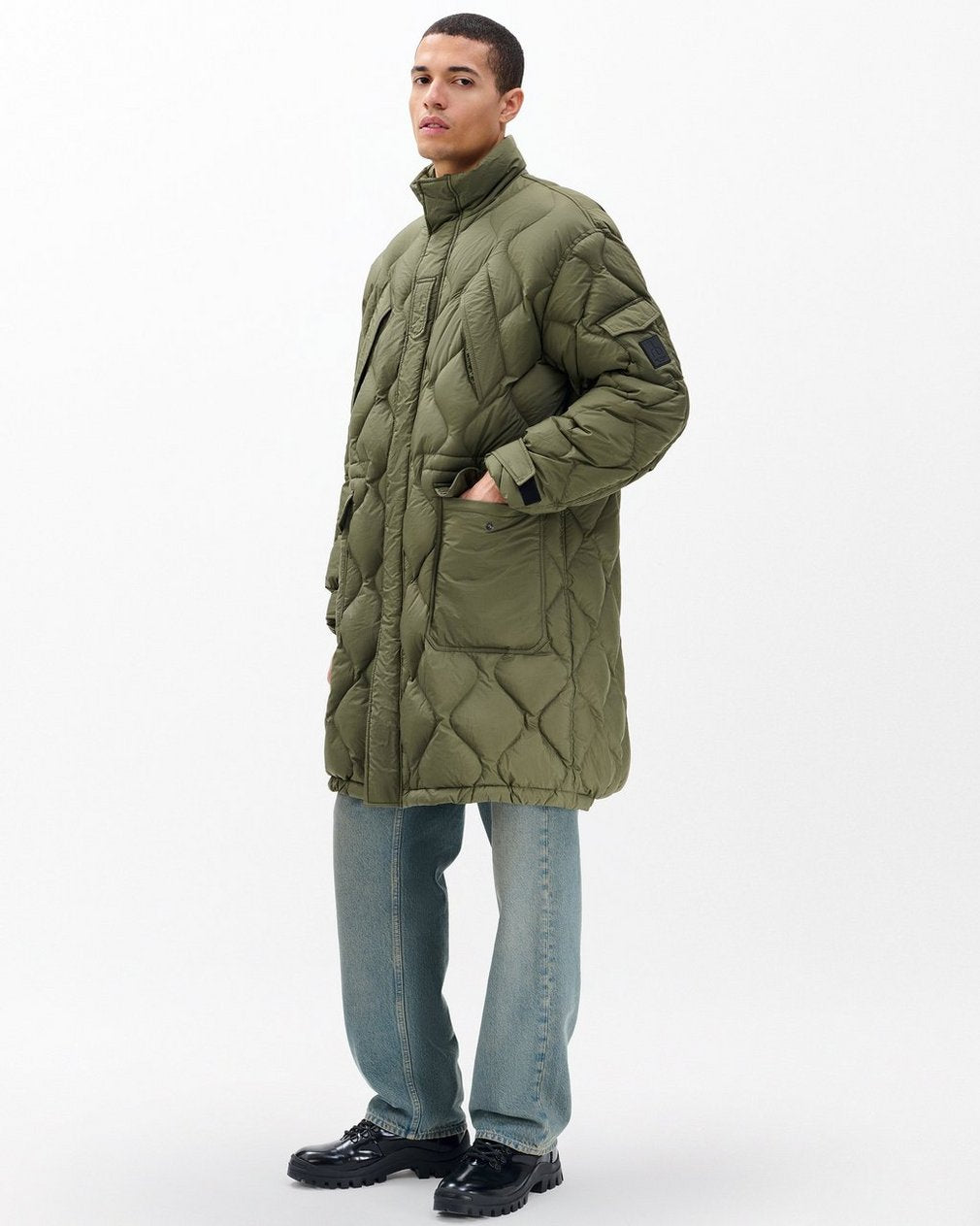 Dane Quilted Down Parka - Dark Olive