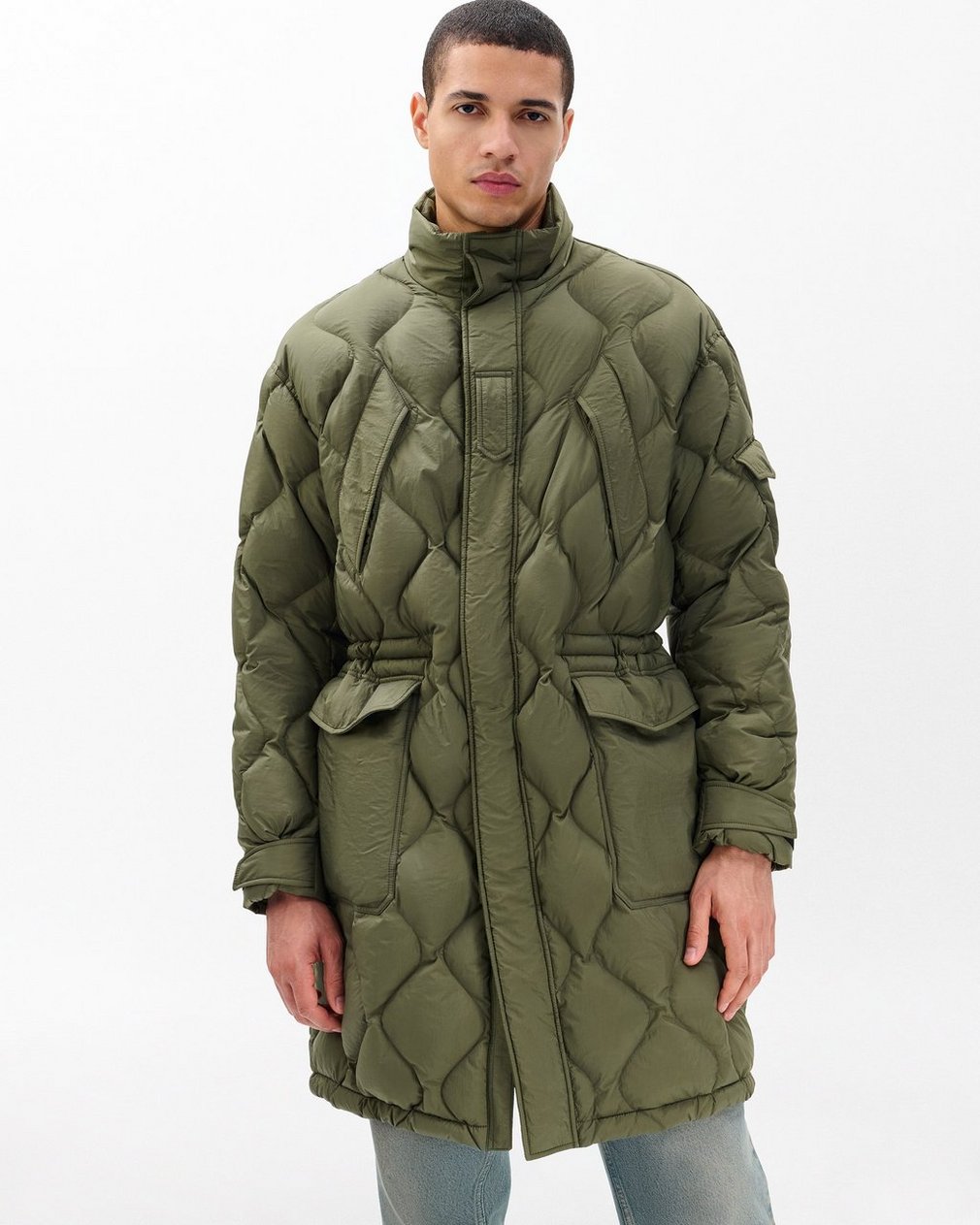 Dane Quilted Down Parka - Dark Olive