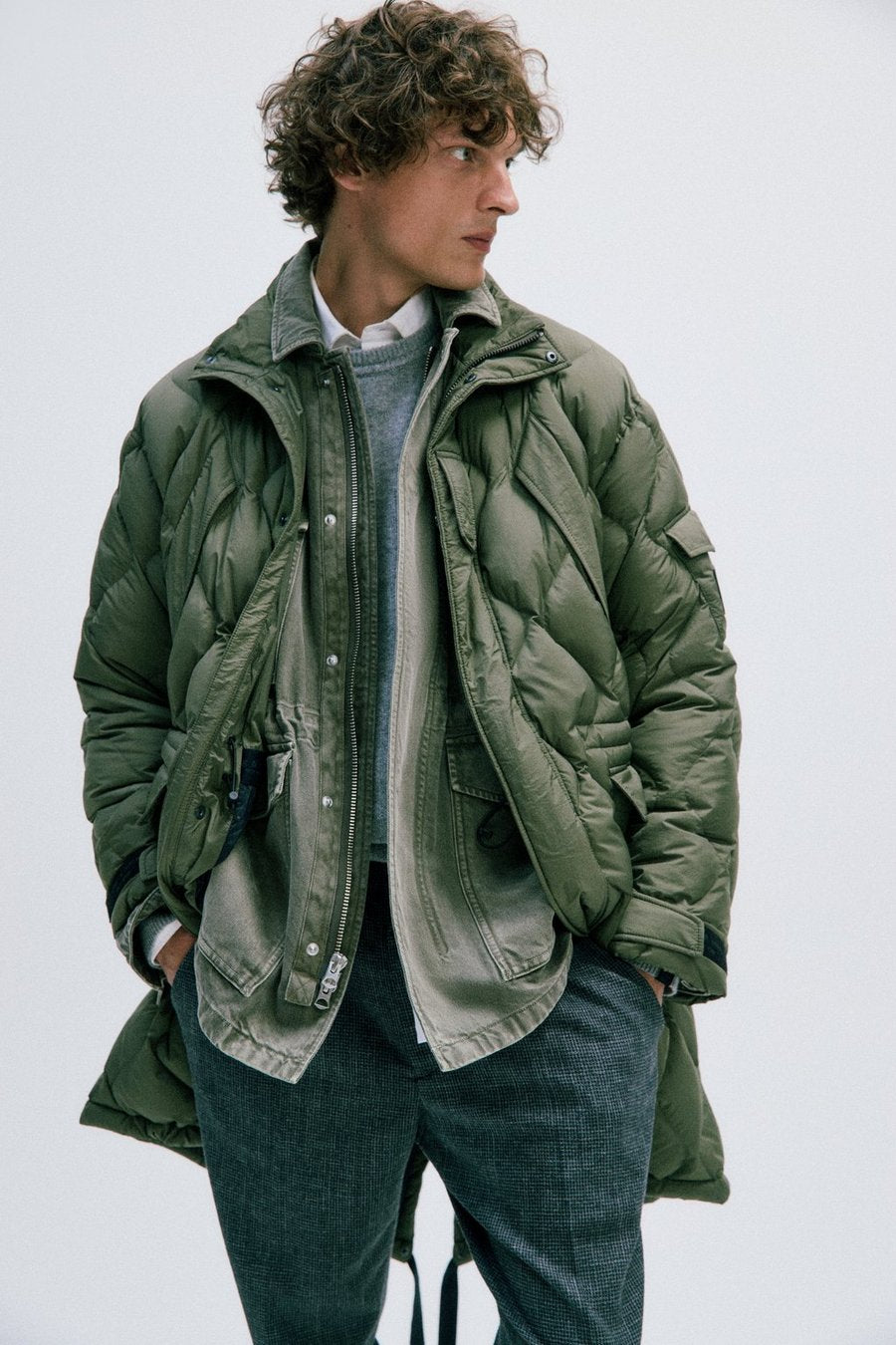 Dane Quilted Down Parka - Dark Olive