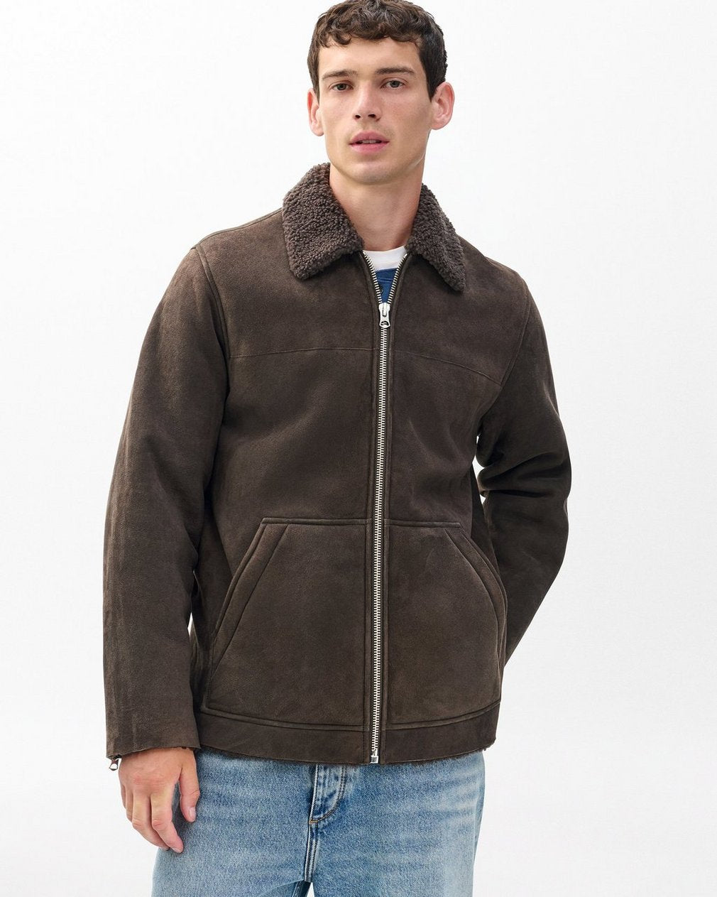 Trent Lamb Shearling Jacket - Distressed Brown