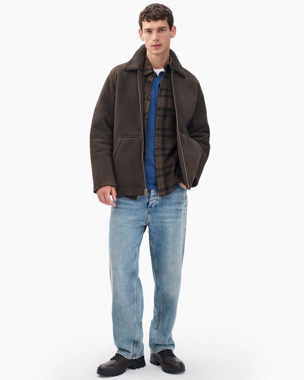 Trent Lamb Shearling Jacket - Distressed Brown