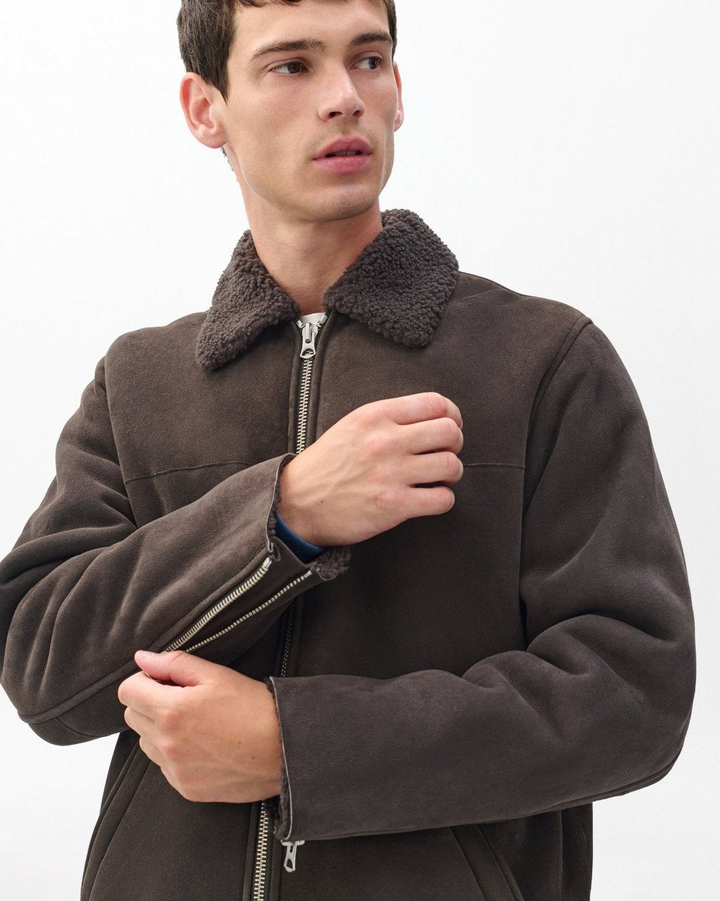 Trent Lamb Shearling Jacket - Distressed Brown