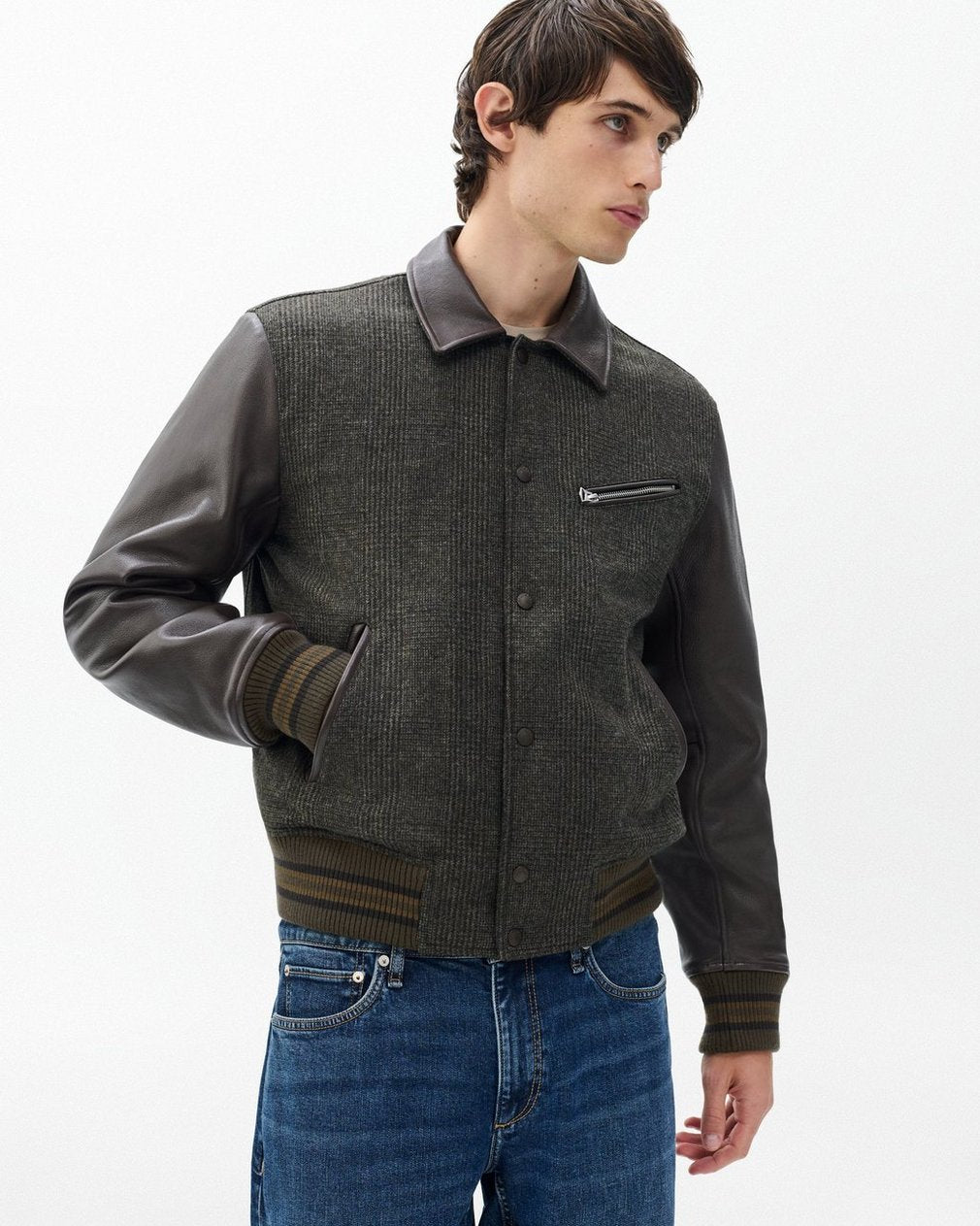 Jeremy British Wool Varsity Jacket - Brown