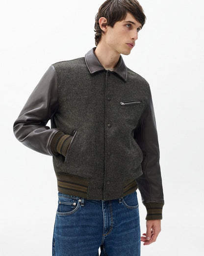 Jeremy British Wool Varsity Jacket - Brown