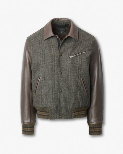 Jeremy British Wool Varsity Jacket - Brown