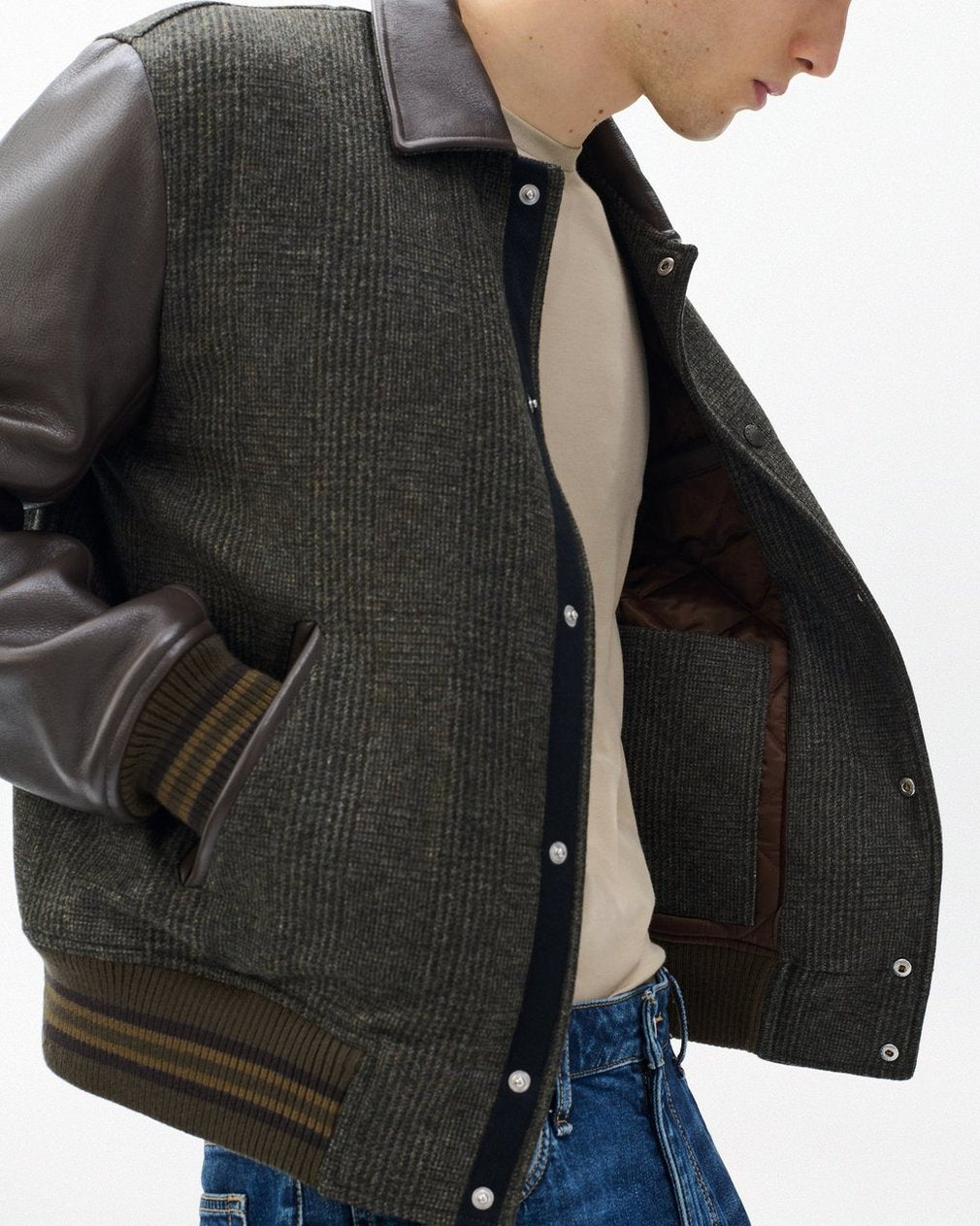 Jeremy British Wool Varsity Jacket - Brown