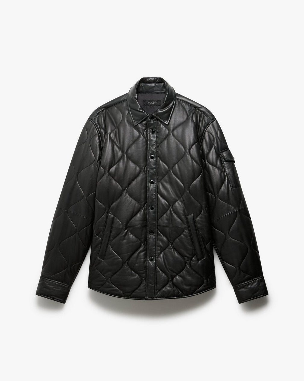 Dane Leather Quilted Shirt Jacket - Black