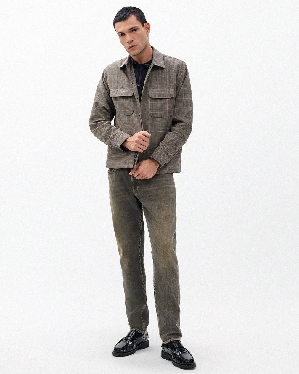 Isaiah Italian Wool Shirt Jacket - Grey Check