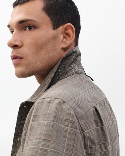 Isaiah Italian Wool Shirt Jacket - Grey Check