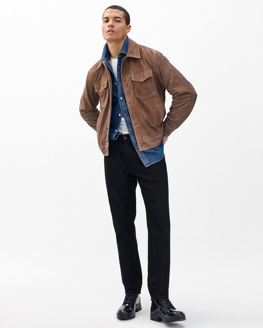 rb Suede Trucker Jacket - Light Brown