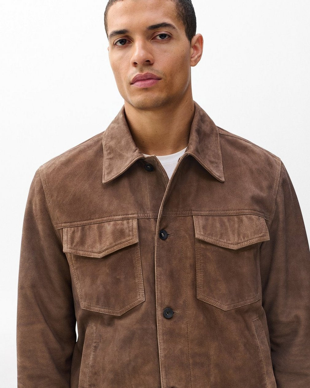 rb Suede Trucker Jacket - Light Brown