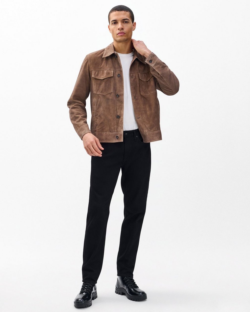 rb Suede Trucker Jacket - Light Brown