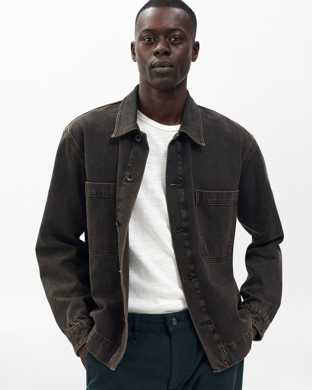 Brooks Infuse Denim Overshirt - Brown Black