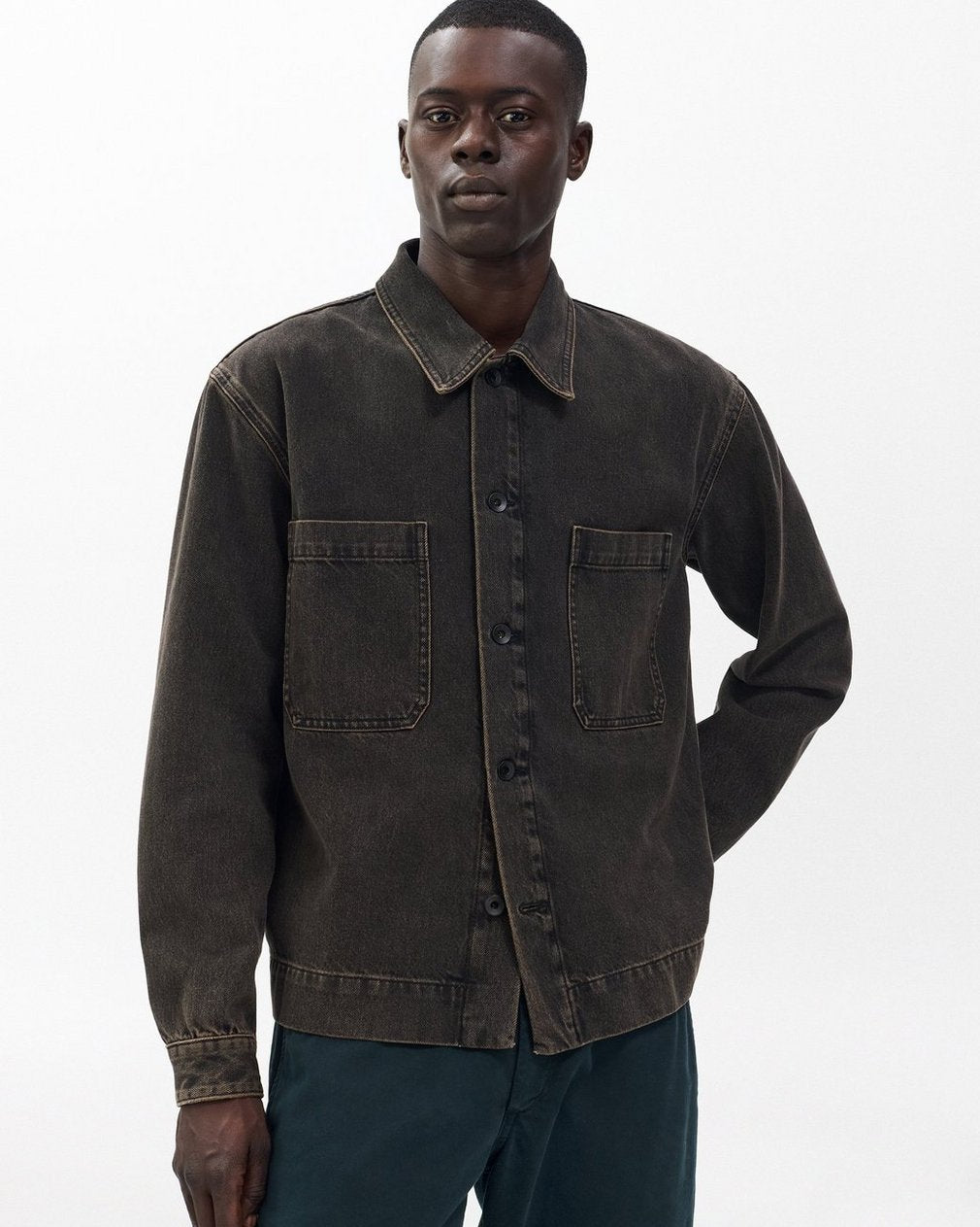 Brooks Infuse Denim Overshirt - Brown Black