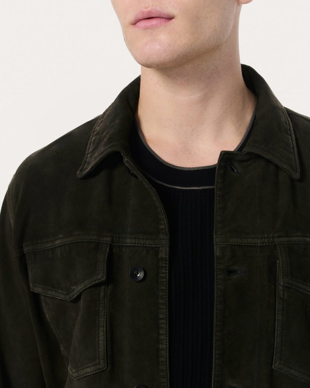 rb Suede Trucker Jacket - Black