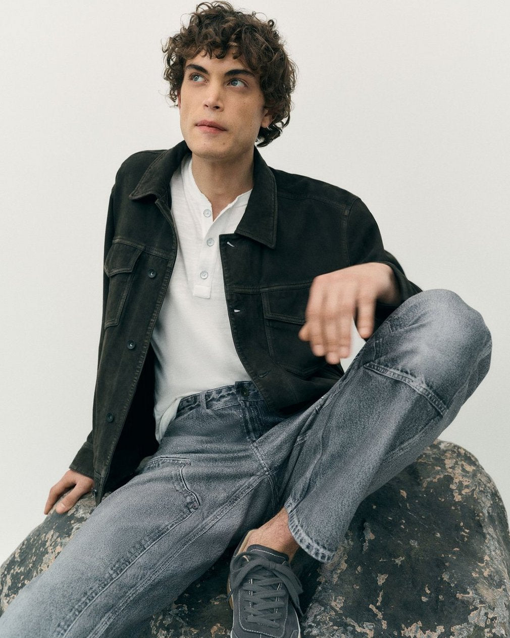 rb Suede Trucker Jacket - Black