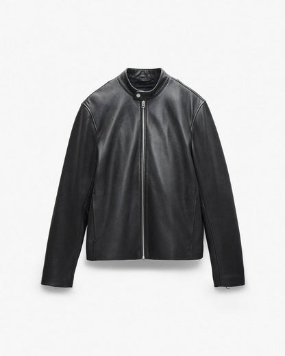 Café Racer Leather Jacket - Black