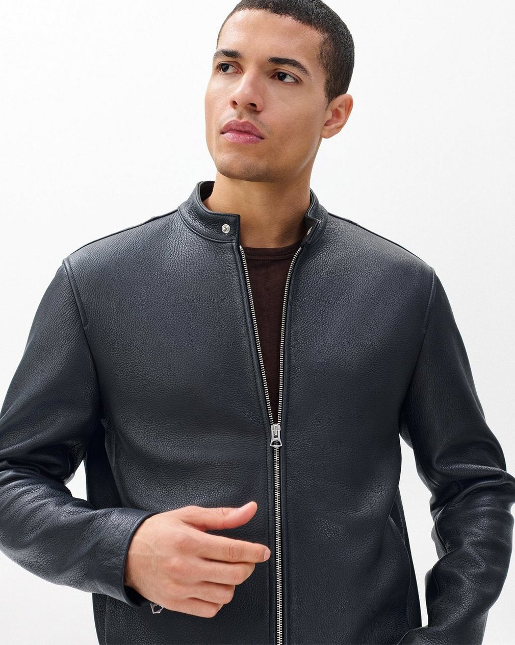 Café Racer Leather Jacket - Black