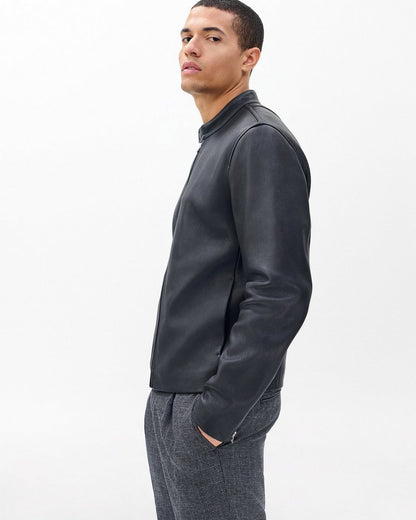 Café Racer Leather Jacket - Black