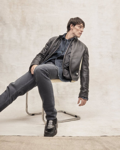 Café Racer Leather Jacket - Black