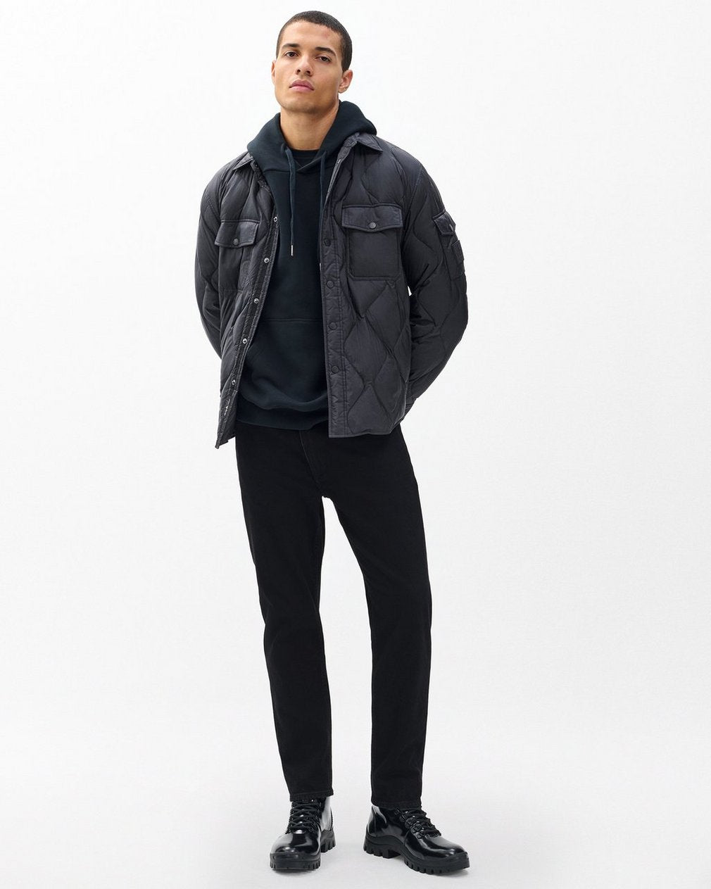 Dane Quilted Shirt Jacket - Black