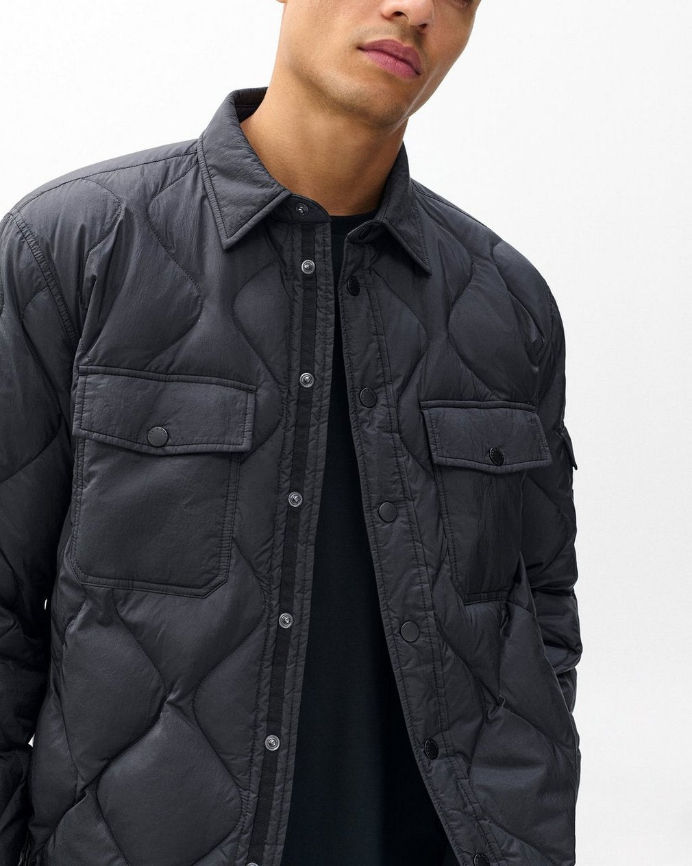 Dane Quilted Shirt Jacket - Black