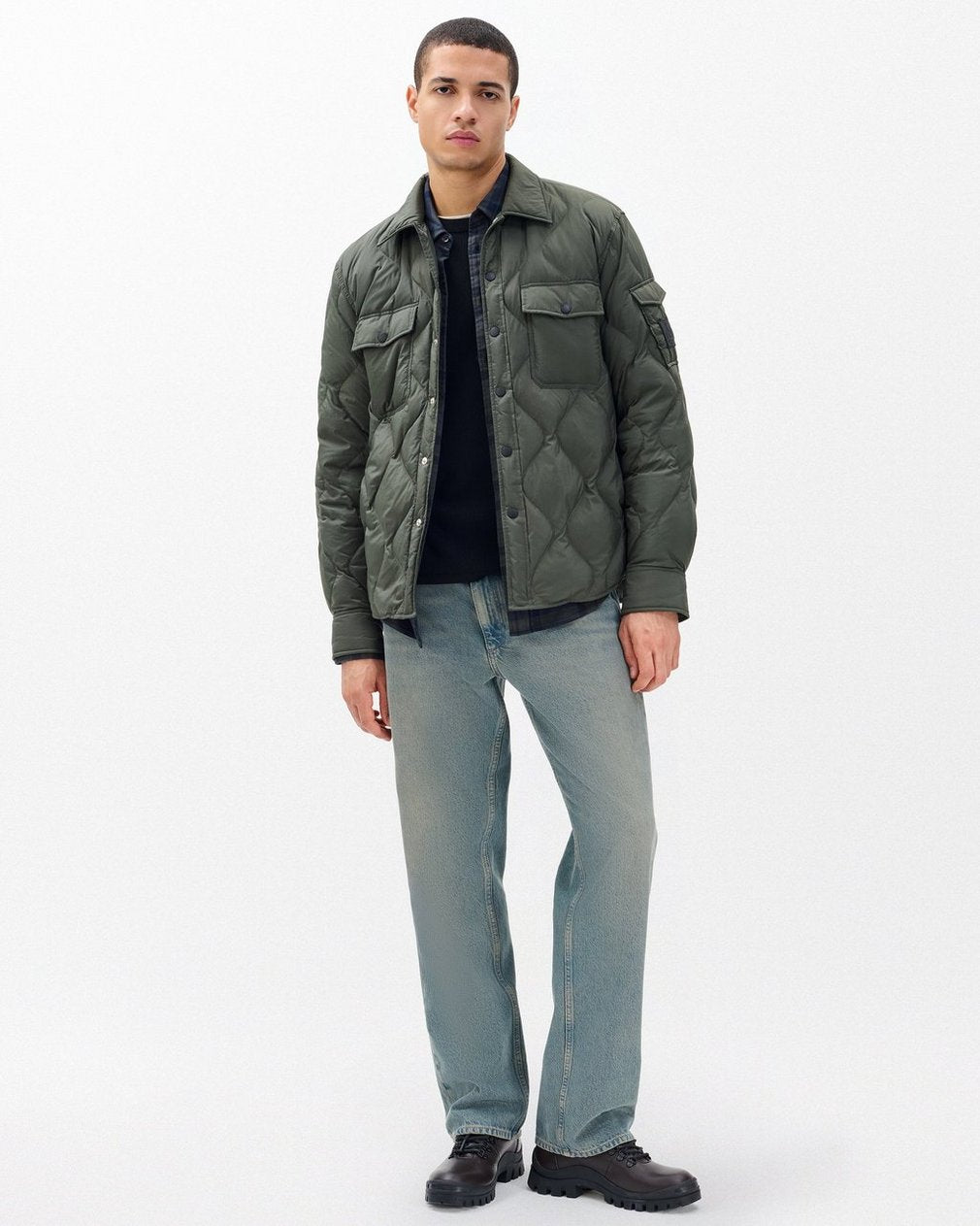 Dane Quilted Shirt Jacket - Dark Shadow