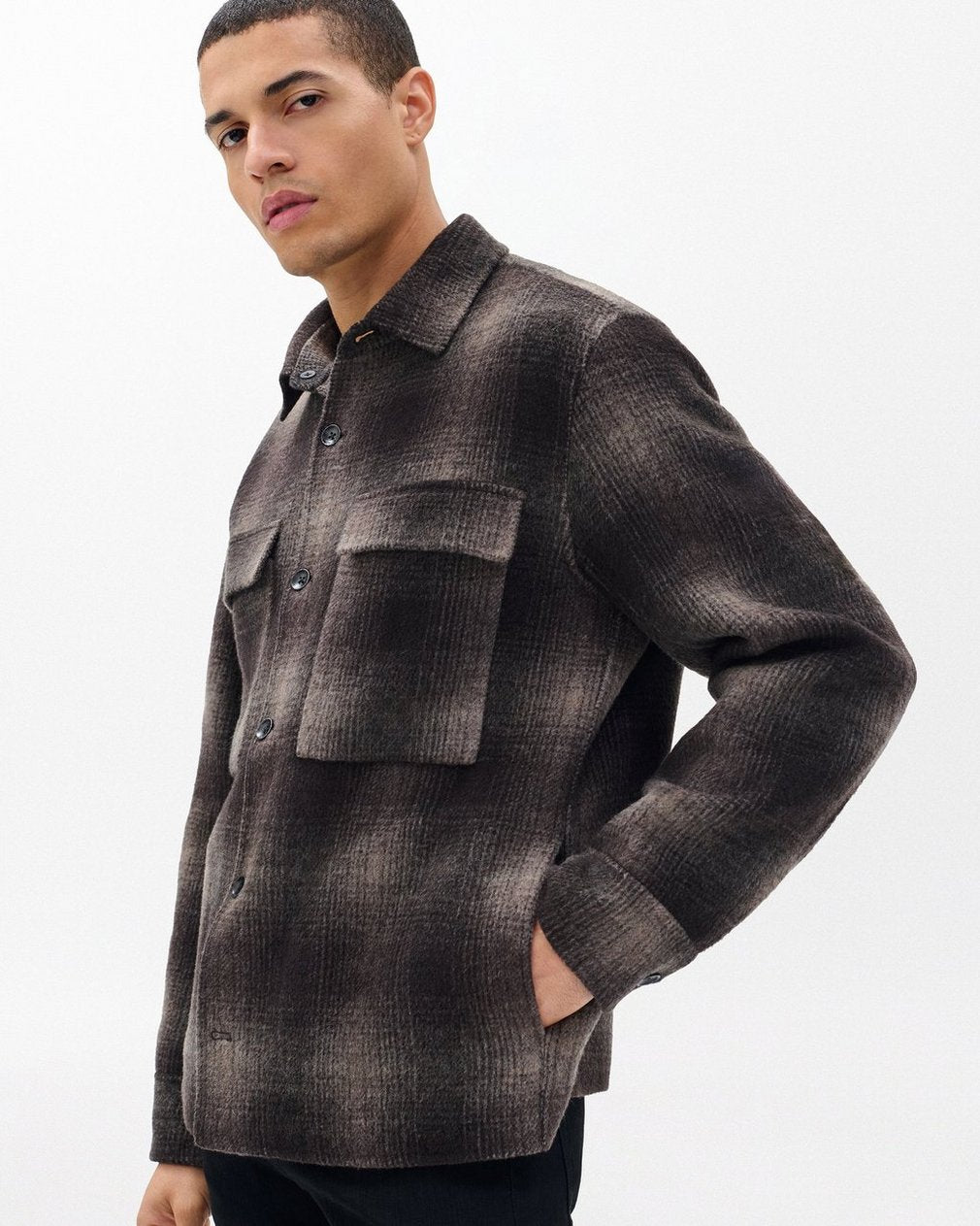 Austin Italian Double-Face Wool Jacket - Brown Plaid