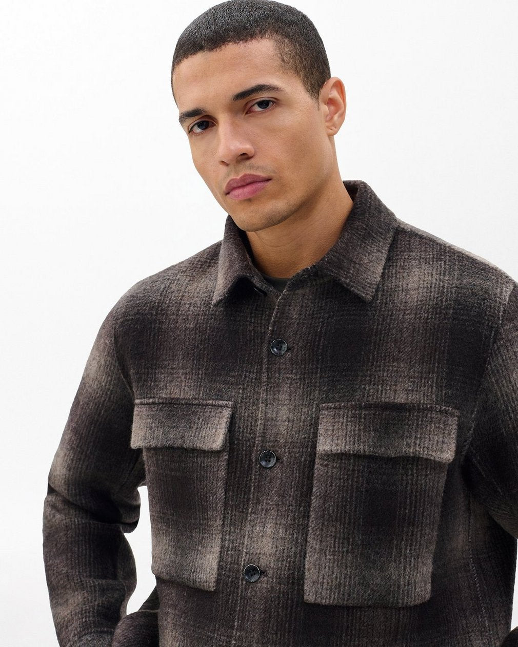 Austin Italian Double-Face Wool Jacket - Brown Plaid